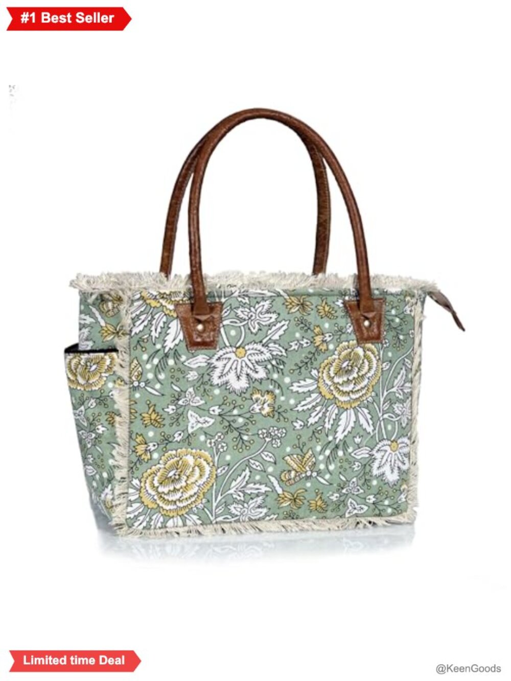 Canvas Tote Bag Faux Leather Handles Large Laptop Shoulder Bag